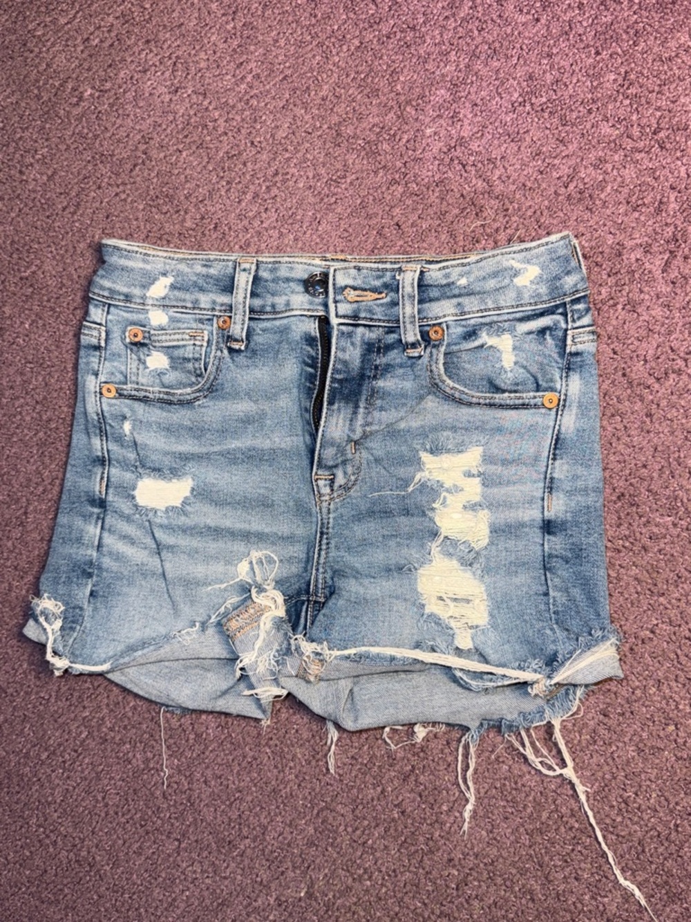 American Eagle Light Blue Distressed Denim Shorts